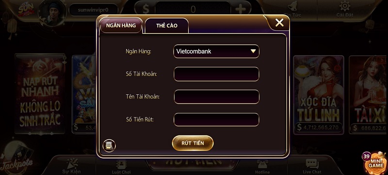 sunwin bao nhiêu tiền thì rút được