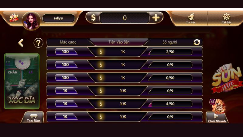 Giao diện xóc đĩa 3D Sunwin mô phỏng bàn chơi truyền thống